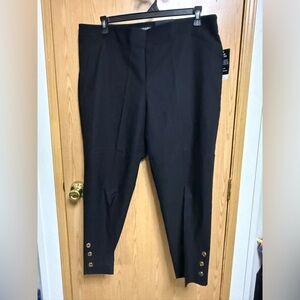 Roz & Ali Elegant Black Cropped Pants with Gold Accents